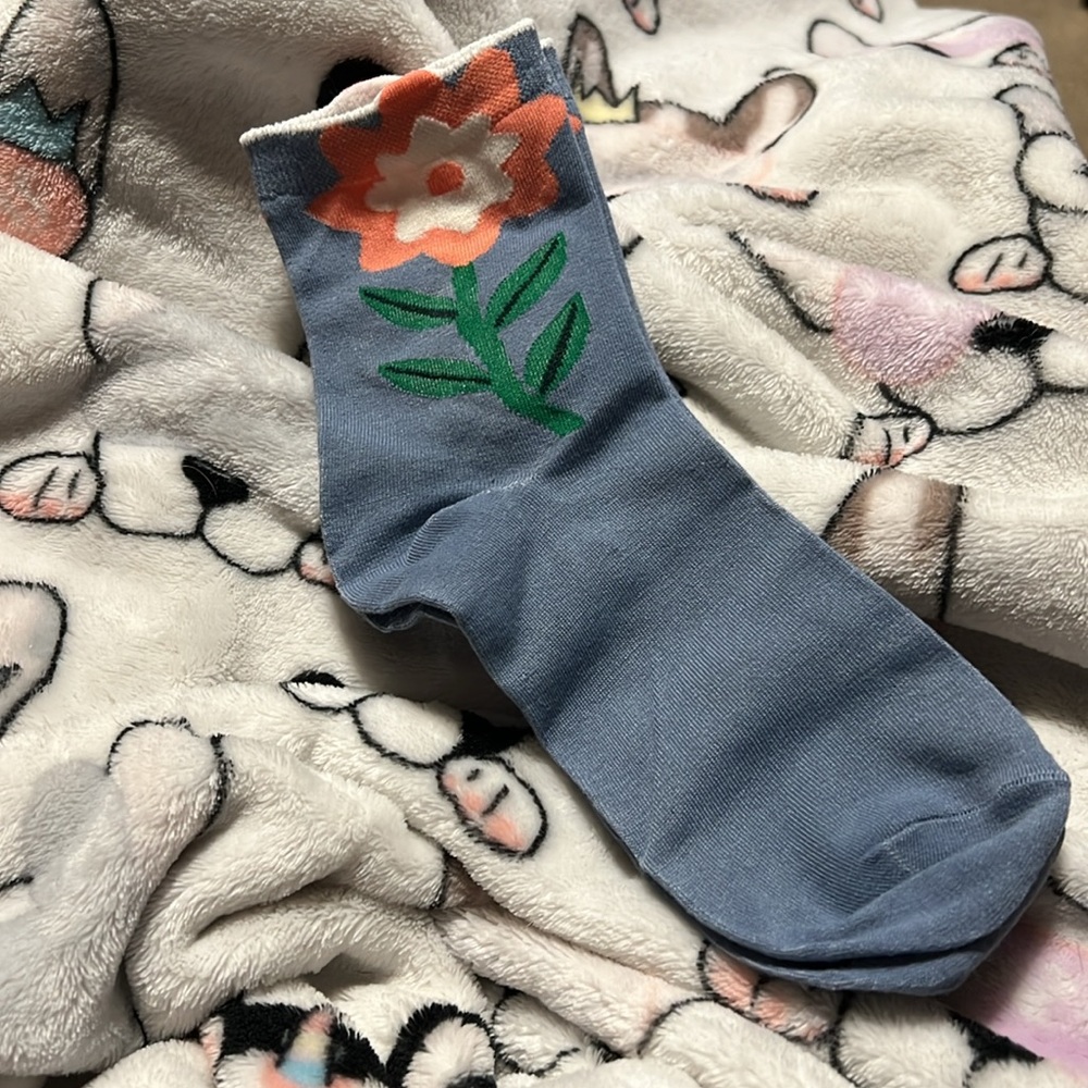 NWOT Floral Blue Socks